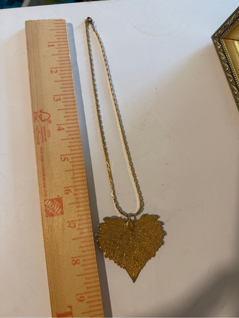 Vintage Gold Plated Heart Leaf Pendant Necklace